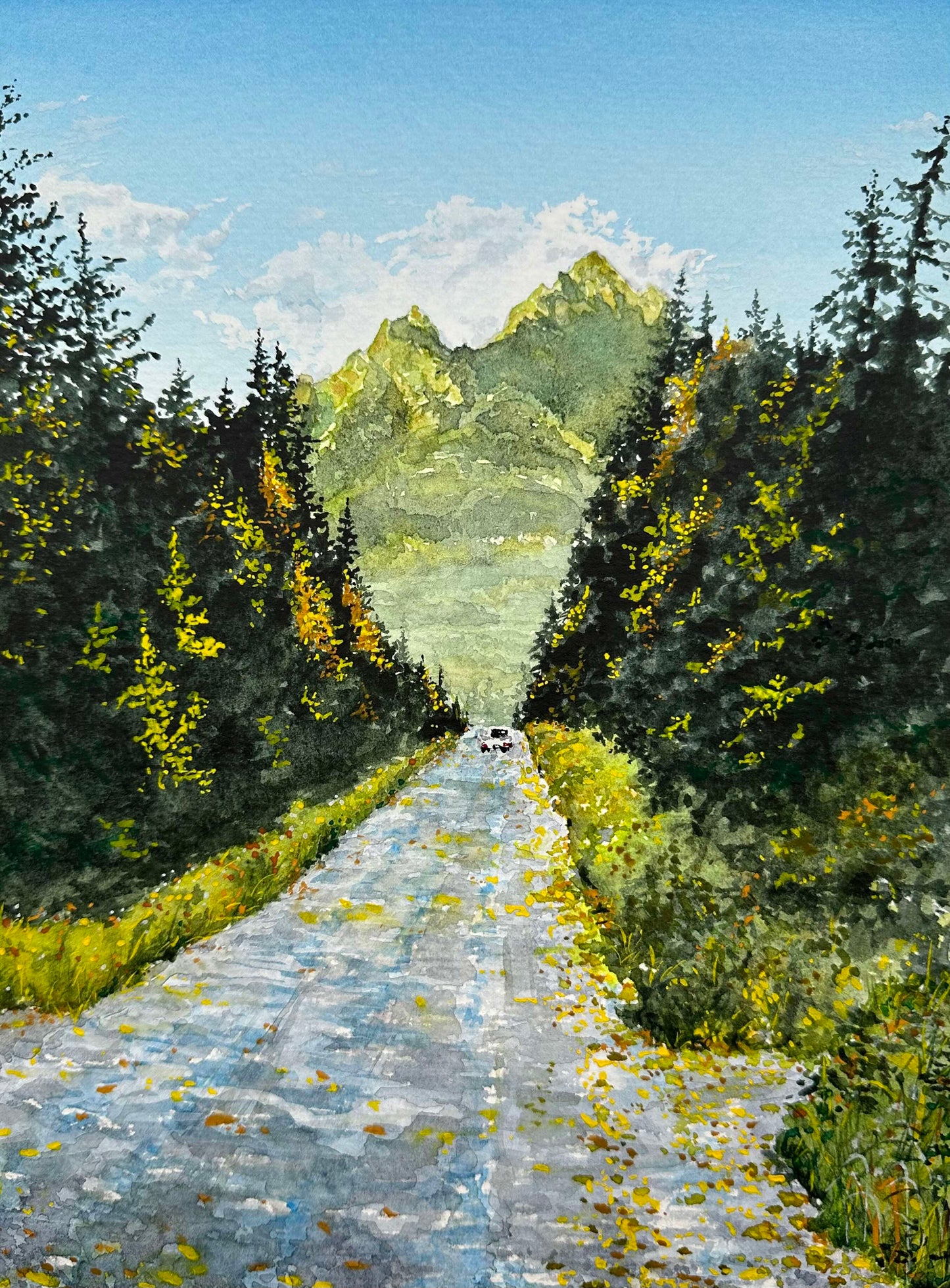 Sheridan Glacier Road - Watercolor Fine Art Print