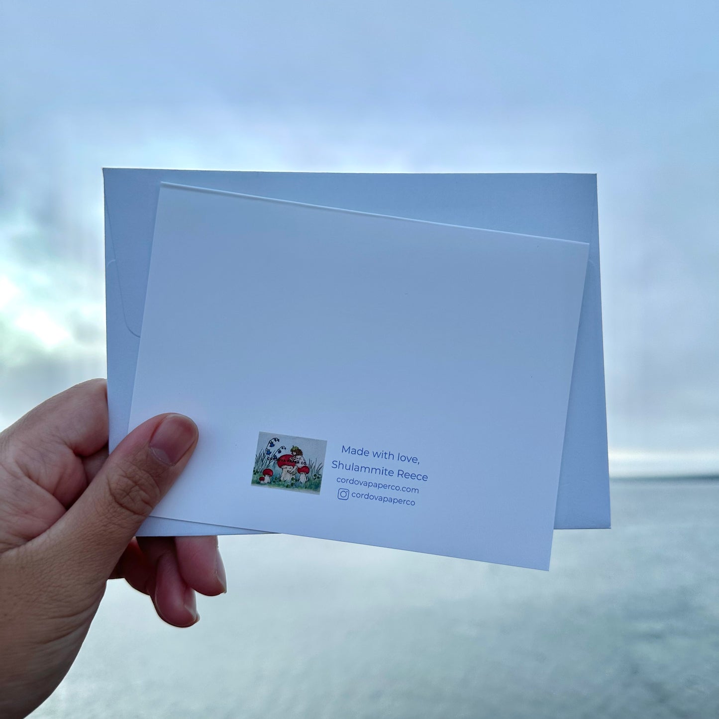 Prince William Sound sunset greeting card—pastel landscape, blank inside